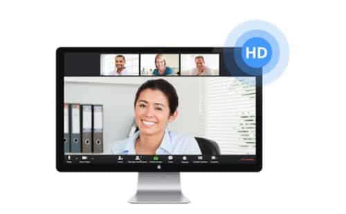 Desktop screen with four people in a Zoom meeting