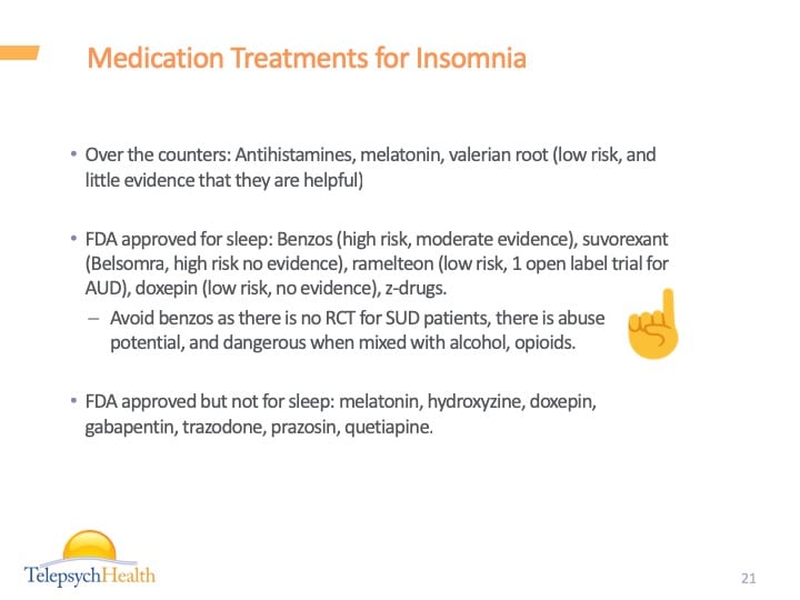 Medication treatments for insomnia slide presentation
