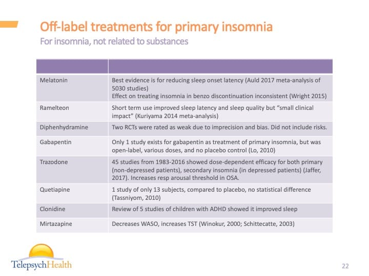 Off-label treatments for primary insomnia slide presentation